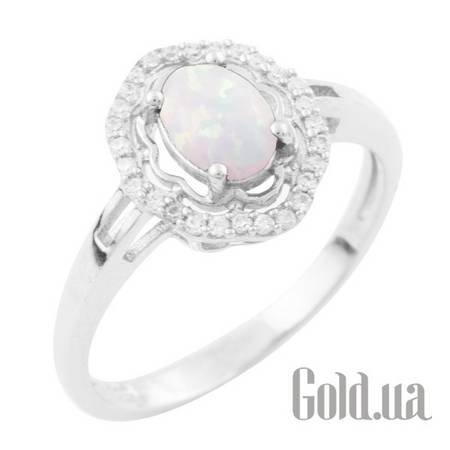 Кольцо Серебряное кольцо с куб. циркониями и опалом, 16.5