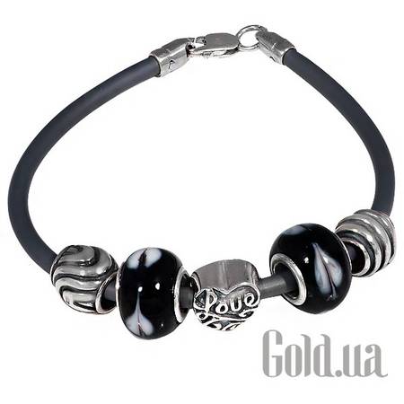 Браслет Каучуковый браслет с серебром и 5 подвесками