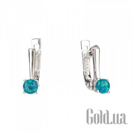 Серьги Серебряные серьги с синт. опалами