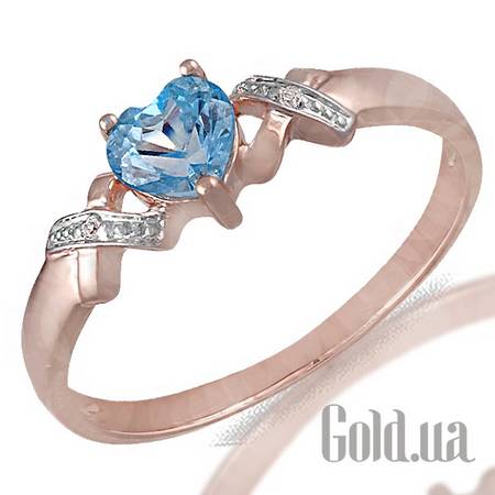 Кольцо Золотое кольцо с бриллиантами и топазом, 17.5