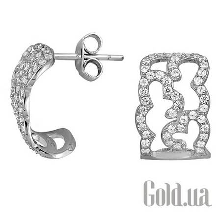 Серьги-гвоздики Серебряные серьги с куб. циркониями
