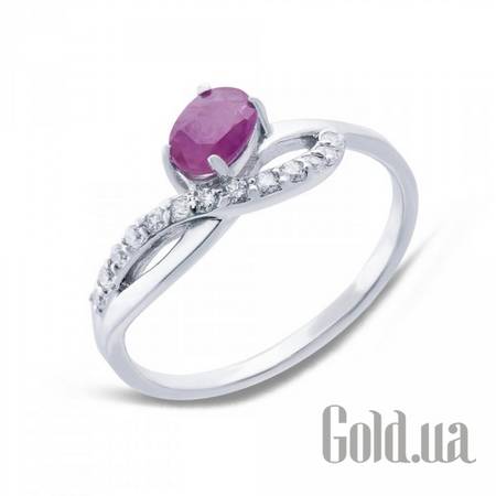 Женские кольца Женское серебряное кольцо с синт. рубином  и с куб. циркониями, 17