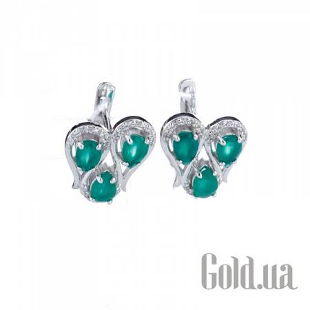 Серьги Серебряные серьги с агатами и куб. циркониями