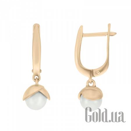 Серьги с подвесками Золотые серьги с культив. жемчугом