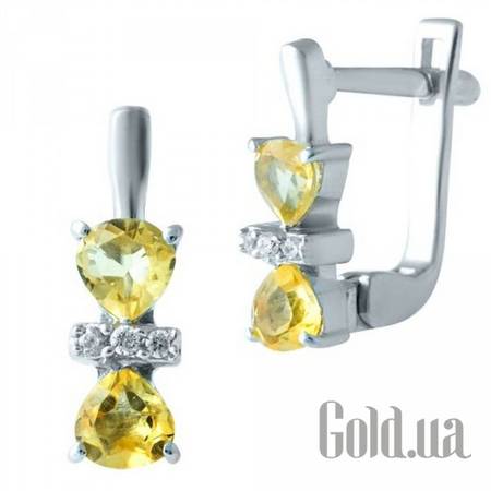 Серьги Серебряные серьги с цитринами и куб. циркониями