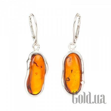 Серьги с подвесками Серебряные серьги с янтарем