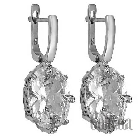 Серьги с подвесками Серебряные серьги с куб. циркониями