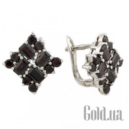 Серьги Серебряные серьги с гранатами