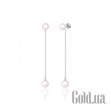 Серьги с подвесками Серебряные серьги  с жемчугом