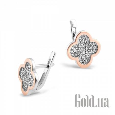 Серьги Серебряные серьги с куб. циркониями в позолоте