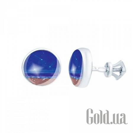 Серьги-гвоздики Серебряные серьги с муранским стеклом