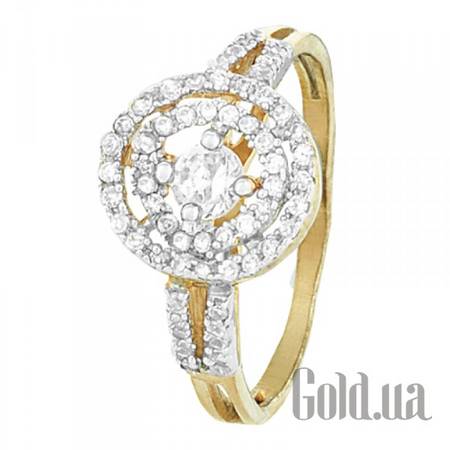 Кольцо Серебряное кольцо с  куб. циркониями  в позолоте, 19.5