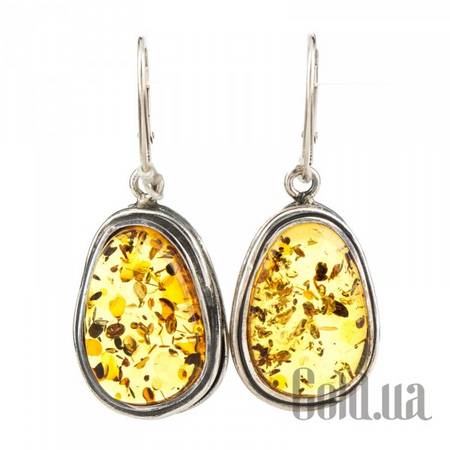 Серьги с подвесками Серебряные серьги с янтарем