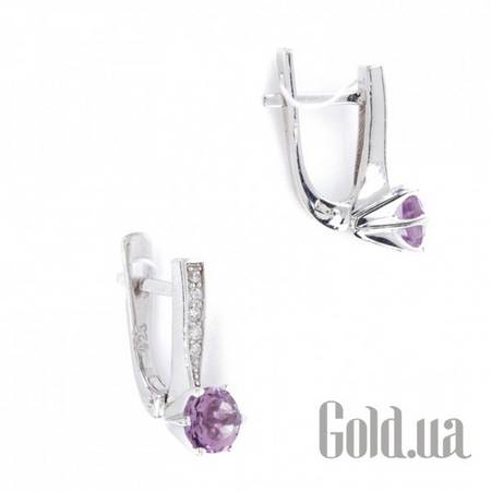 Серьги Серебряные серьги с аметистами и куб. циркониями