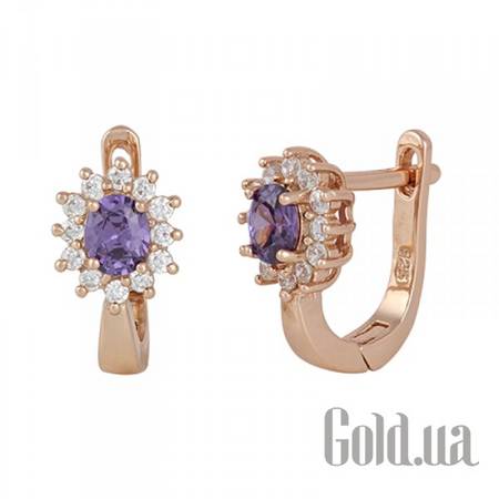 Серьги Серебряные серьги с куб. циркониями в позолоте