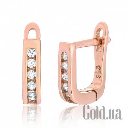 Серьги Серебряные серьги с  куб. циркониями в позолоте