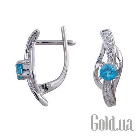 Серьги Золотые серьги с бриллиантами и топазами