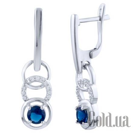 Серьги с подвесками Fresh Jewelry Серебряные серьги с синт. сапфирами и куб. циркониями