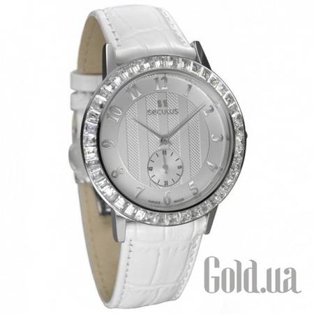 Швейцарские часы Женские часы 1675.2.1069 white, ss cz stones, white leather