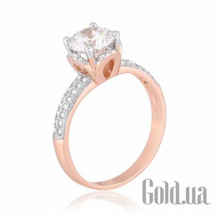 Кольцо Серебряное кольцо с куб. циркониями в позолоте, 18