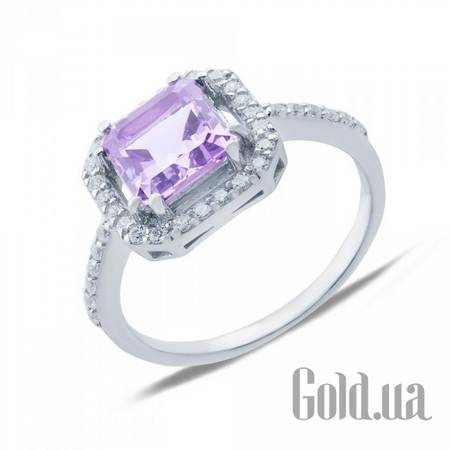 Женские кольца Женское серебряное кольцо с аметистом и куб. циркониями, 16.5