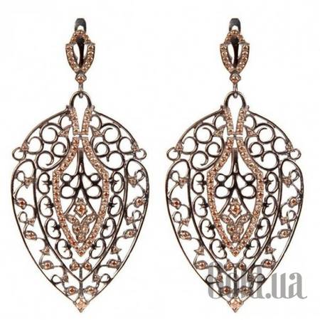 Серьги с подвесками Серебряные серьги с куб. циркониями