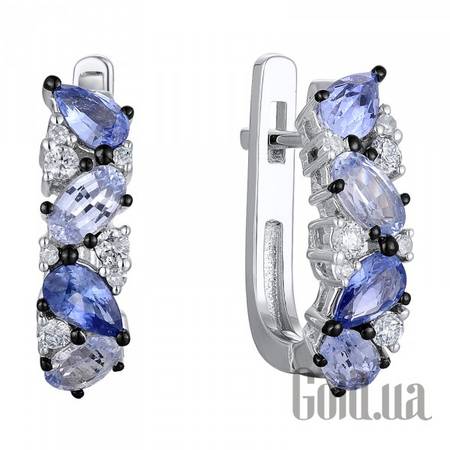 Серьги Золотые серьги с бриллиантами и сапфирами