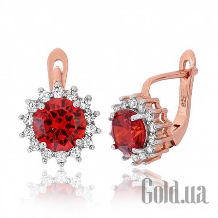 Серьги Серебряные серьги с  куб. циркониями в позолоте