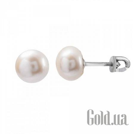 Серьги-гвоздики Серебряные серьги с культив. жемчугом