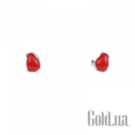 Серьги-гвоздики Серебряные серьги с кораллами