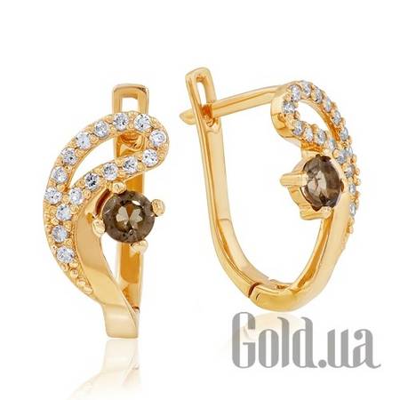 Серьги Золотые серьги с раухтопазами и куб. циркониями