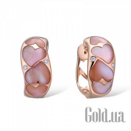 Серьги Золотые серьги с бриллиантами и перламутром