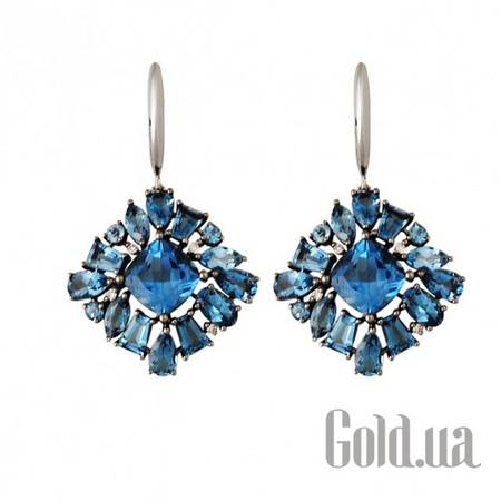 Серьги с подвесками Золотые серьги с бриллиантами и топазами