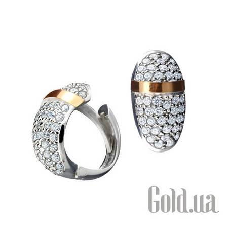 Серьги Серебряные серьги с куб. циркониями в позолоте