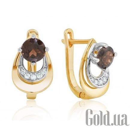 Серьги Золотые серьги с раухтопазами и куб. циркониями