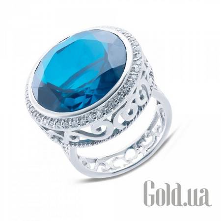 Женские кольца Женское серебряное кольцо с кварцем и куб. циркониями, 17