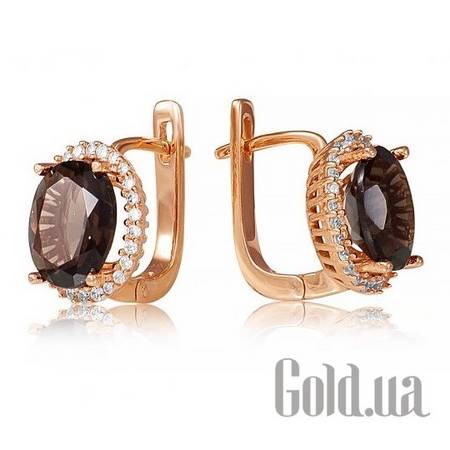 Серьги Золотые серьги с раухтопазами и куб. циркониями