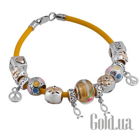 Браслет Каучуковый браслет с серебром и 13 подвесками
