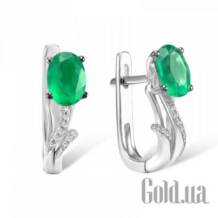 Серьги Золотые серьги с бриллиантами и изумрудами
