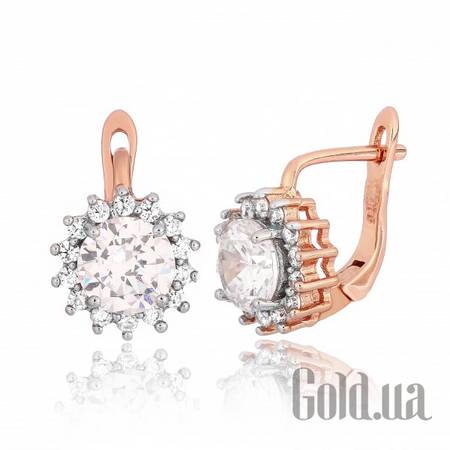 Серьги Серебряные серьги с  куб. циркониями в позолоте