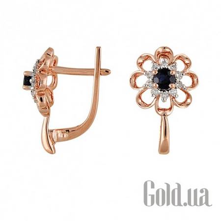Серьги Золотые серьги с бриллиантами и сапфирами
