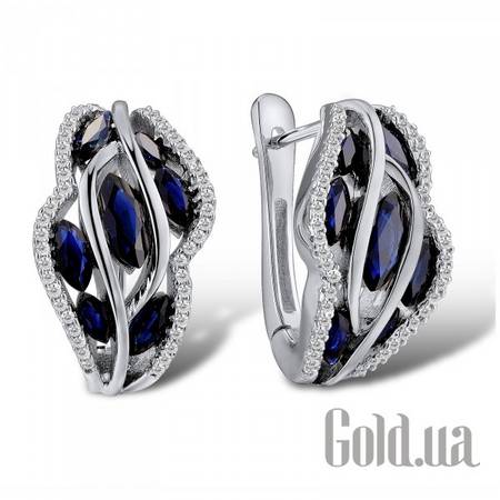 Серьги Золотые серьги с бриллиантами и сапфирами