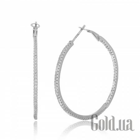 Серьги-кольца Серебряные серьги с  куб. циркониями