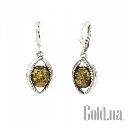 Серьги с подвесками Серебряные серьги с янтарем
