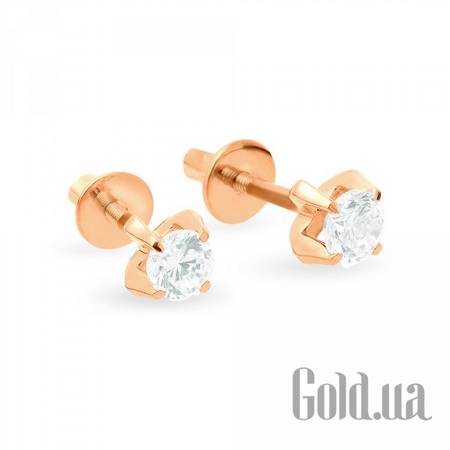 Серьги-гвоздики Золотые серьги с куб. циркониями