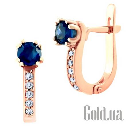 Серьги Золотые серьги с сапфирами и куб. циркониями