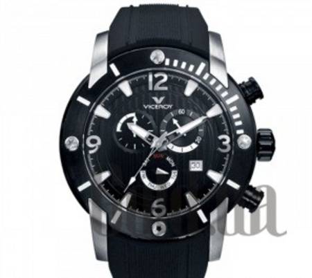 Мужские часы Black Rubber Strap Chronograph 47681-55