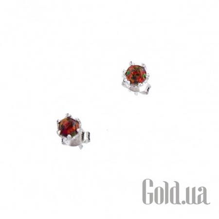 Серьги-гвоздики Серебряные серьги с синт. опалами