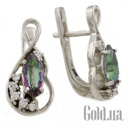 Серьги Серебряные серьги с топазами и куб.циркониями