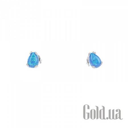 Серьги-гвоздики Серебряные серьги с синт. опалами